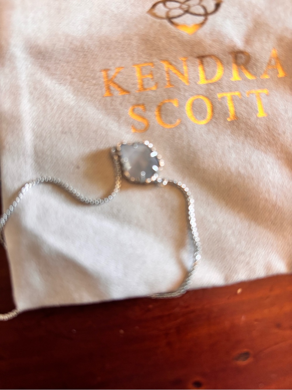 Kendra Scott Silver Necklace with White Faceted Pendant - Picture 4 of 4